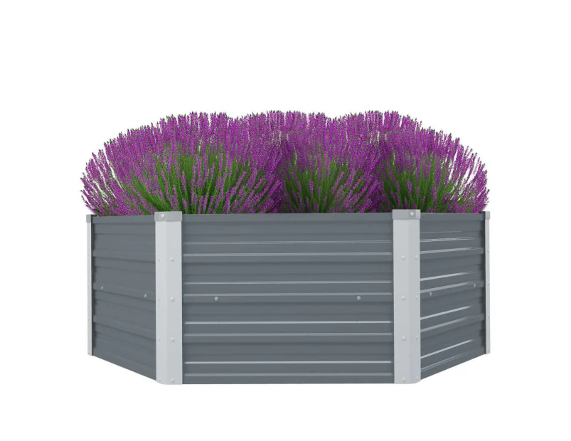 vidaXL Raised Garden Bed 129x129x46 cm Galvanised Steel Grey