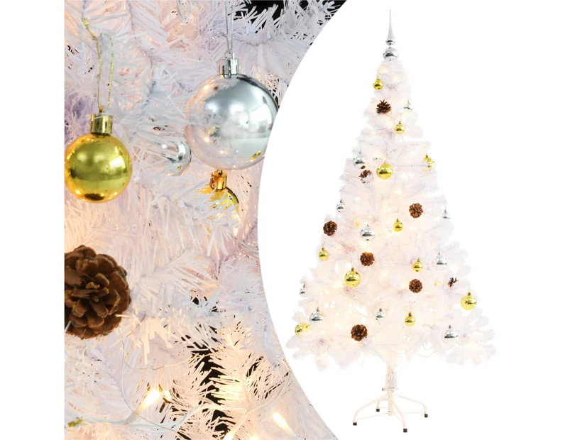 Artificial Pre-lit Christmas Tree with Baubles White 150 cm