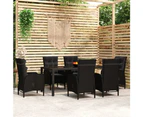 vidaXL 7 Piece Garden Dining Set Poly Rattan Black