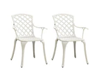 vidaXL Garden Chairs 2 pcs Cast Aluminium White