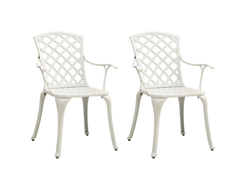 vidaXL Garden Chairs 2 pcs Cast Aluminium White