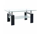 vidaXL Coffee Table Black and Transparent 95x55x40 cm Tempered Glass