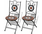 vidaXL Folding Bistro Chairs 2 pcs Ceramic Terracotta and White