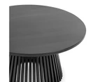 Pedie 80cm Round Slat Coffee Table Solid Black Teak Wood