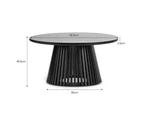 Pedie 80cm Round Slat Coffee Table Solid Black Teak Wood
