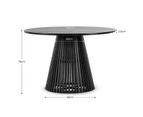 Pedie 120cm Round Slat Dining Table Solid Black Teak Wood