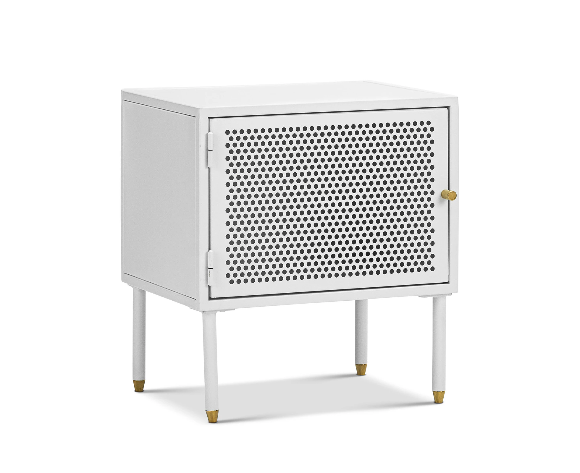 Mesh White 1 Door Steel Side Table Storage Cabinet