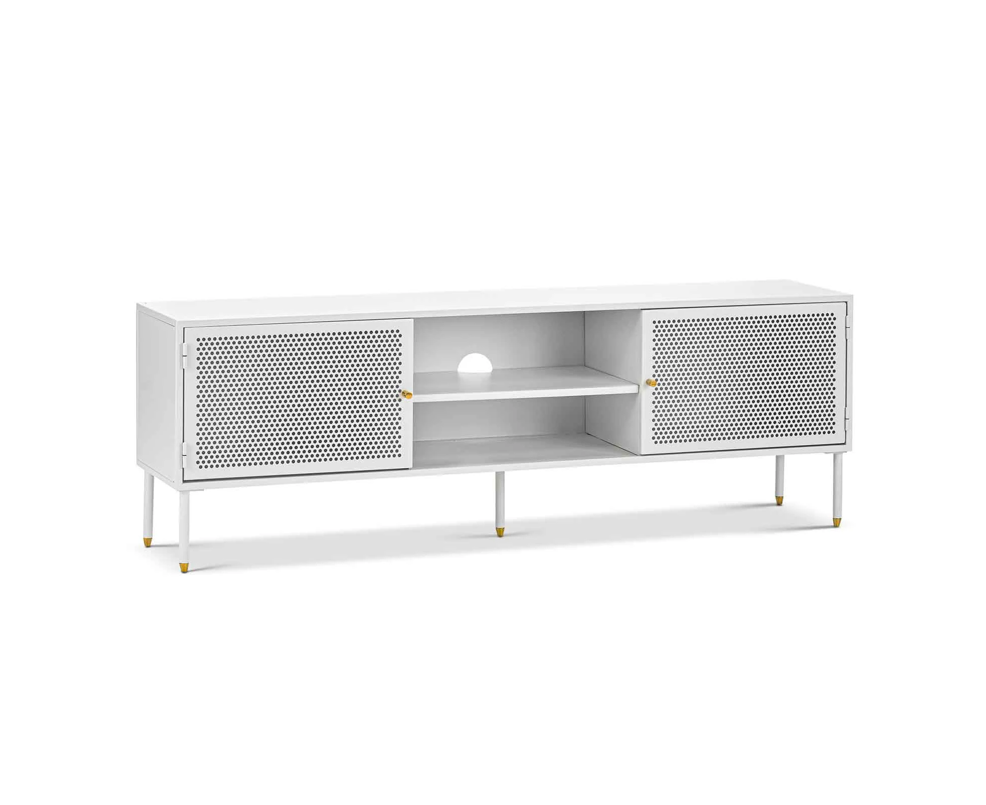 Mesh White 2 Door 160cm Steel TV Entertainment Unit