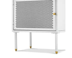 Mesh White 1 Door Steel Side Table Storage Cabinet