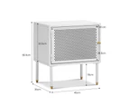 Mesh White 1 Door Steel Side Table Storage Cabinet