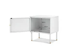 Mesh White 1 Door Steel Side Table Storage Cabinet