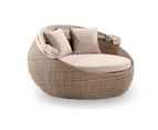 Newport Outdoor Round Wicker Daybed with Canopy - Outdoor Daybeds - Brushed Wheat