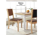 Levede Dining Chairs Accent Chair Lounge PU Solid Beech Wood Kitchen Retro x2