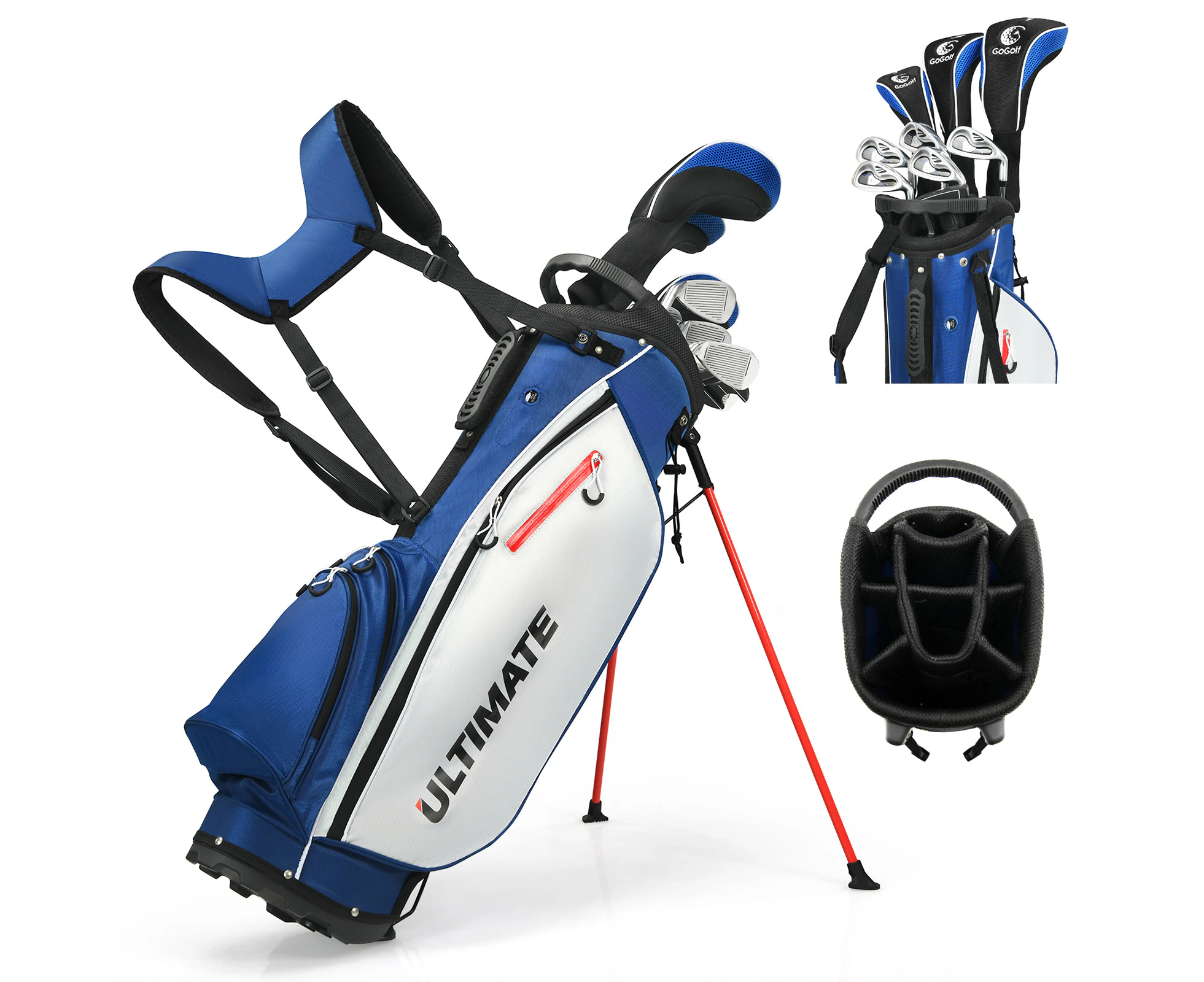 Costway Men Golf Clubs Set Beginner w/Stand Bag 10 Pieces Alloy/Graphite Drive, Right Hand