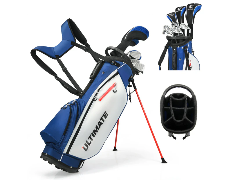 Costway Men Golf Clubs Set Beginner w/Stand Bag 10 Pieces Alloy/Graphite Drive, Right Hand