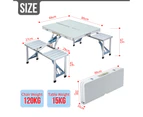 Camping Table and Chairs Set Folding Picnic Beach Dining Bench Outdoor Party Portable Aluminium 4 Seats