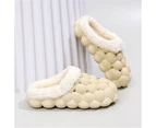 Women's Bubble Slides Fleece Warm Solid Non-slip Soft Sole Shoes-White