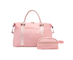 FancyGrab 2Pcs Travel Duffel Bag and Makeup Bag Set Weekender Bag Fitness Gym Bag with Wet Pocket Pink