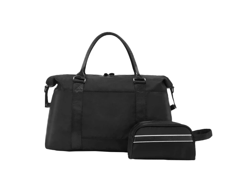 FancyGrab 2Pcs Travel Duffel Bag and Makeup Bag Set Weekender Bag Fitness Gym Bag with Wet Pocket Black