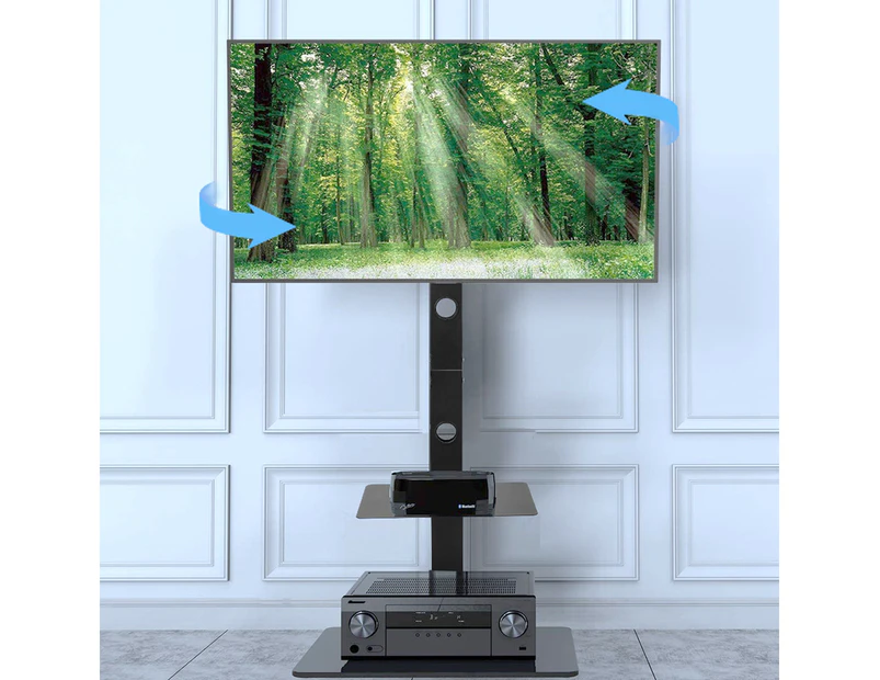 UNHO 32-65" LED LCD Floor TV Stand Swivel Bracket Mount with Storage Shelf Metal Base