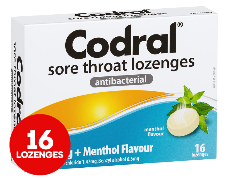 Codral Sore Throat Lozenges Menthol 16pk