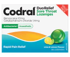 Codral DuoRelief Sore Throat Lozenges Lime & Lemon 36pk