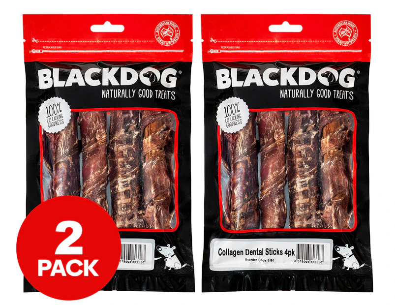 2 x 4pk Blackdog Collagen Dental Sticks Dog Treat