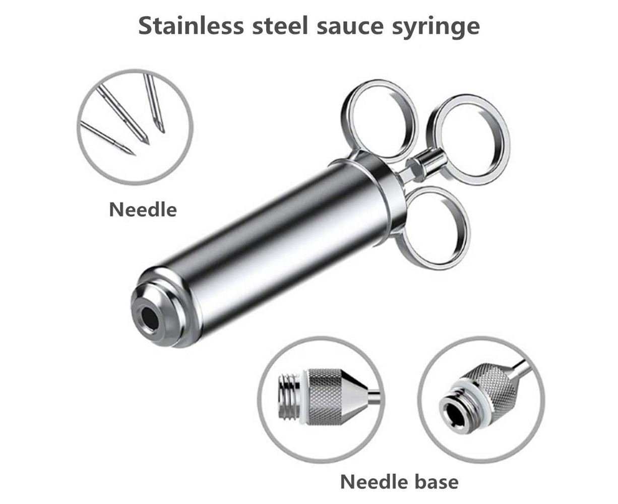 Heavy duty 304 Stainless Steel Meat Injector Kit with 2-oz Large Capacity  Barrel with 3 commercial Marinade Needles : Home & Kitchen 