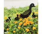 Yard Art Garden Signs Figurines Decorative Metal Animal Courtyard Art Deco Garden Figurine (4 Pieces Black, Duck)