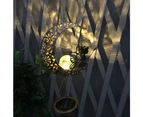 Flower Fairy Moon Crackle Glass Ball Wind Chimes Solar Moon Night Light Casting Shadows Garden Decor
