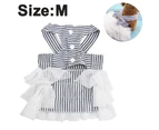 Pet Doggy Cats  Fancy Tutu Adorable Striped Mesh Dress Princess Petite Vest Doggie Bowknot Dresses-M