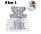Pet Doggy Cats  Fancy Tutu Adorable Striped Mesh Dress Princess Petite Vest Doggie Bowknot Dresses-L