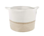 Cotton Rope Laundry Basket,Braided Baskets,Durable,with Handle,Beige Woven laundry hamper