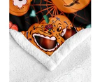 Halloween Blanket Orange Pumpkin Throw Blanket Black Sherpa Fleece Blanket Cartoon Blanket-08*150cmx200cm