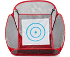 Kids Golf Chipping Net Hitting Mat  for Backyard Chip Golfing Pitching Target Cage Game Indoor Golf Practice Net-Red