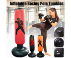 Fitness Punching Bag, Heavy Punching Bag Kick Training Inflatable Tower Bag Freestanding Tumbler Column Sandbag