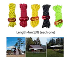 4PCS Heavy Duty Camping Rope - 3.5mm Outdoor Reflective Guy Lines with Tensioner camping tent canopy wind rope