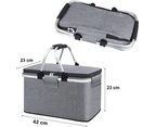 1 Pcs Picnic Basket, Portable Collapsible Cooler Bag, Grocery Basket With Lid, Foldable Portable Picnic Basket