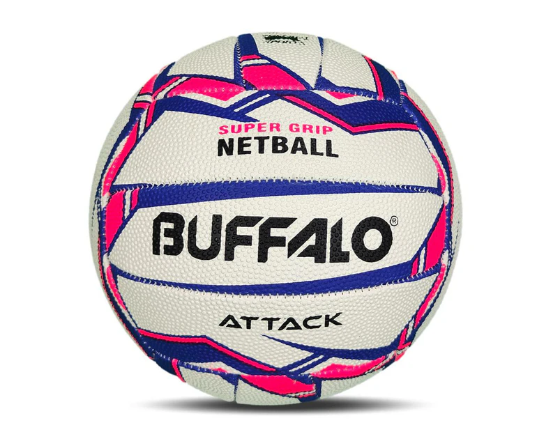 Buffalo Sports Attack Pro Netball - White/Pink/Blue