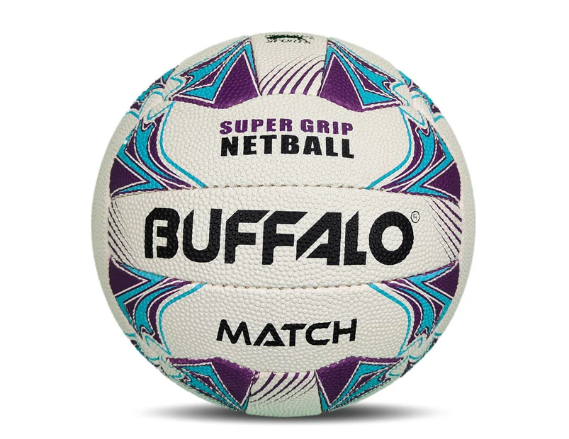 Buffalo Sports Match Pro Netball - White/Purple/Sky