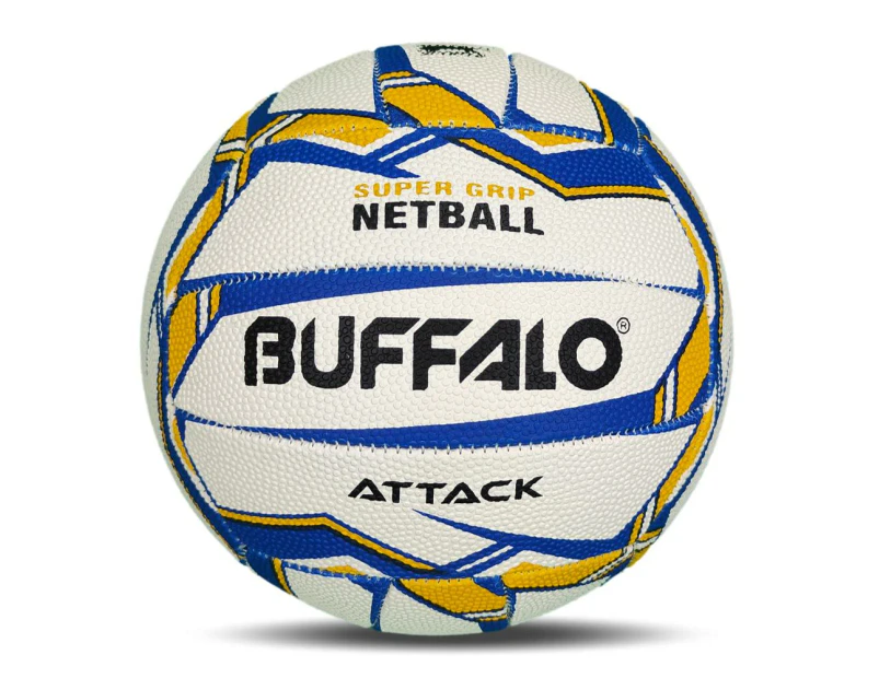 Buffalo Sports Attack Pro Netball - White/Blue/Yellow