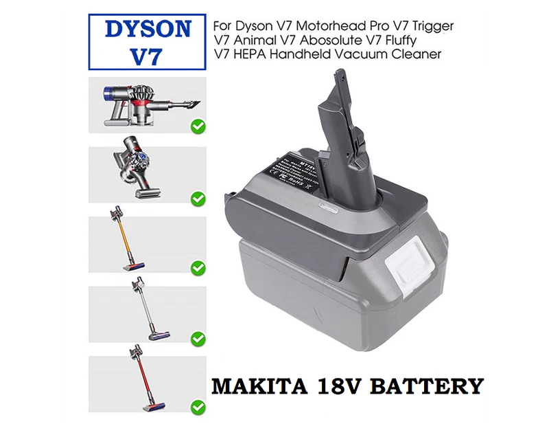 Dyson V7 Battery Adapter To Makita 18V Li-Ion Battery