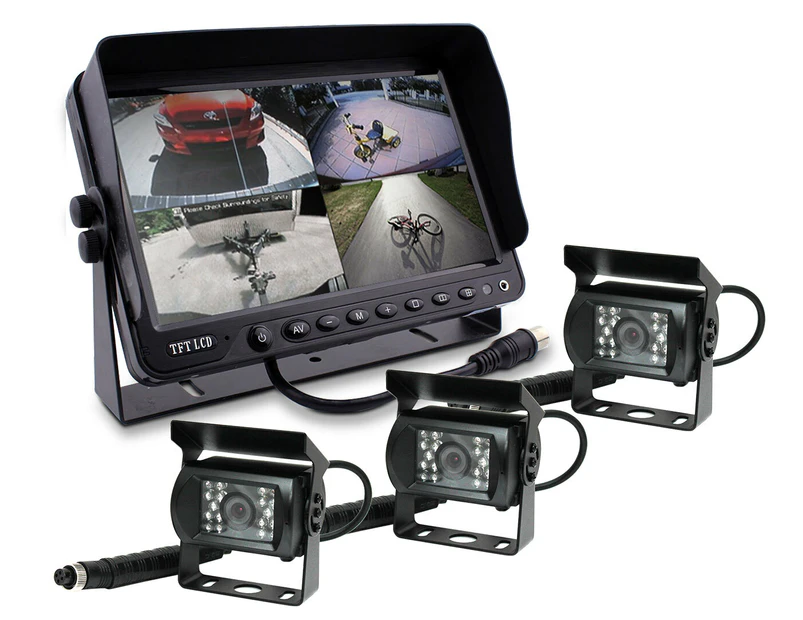 Elinz 9" DVR Monitor 4CH Realtime with 3 Cameras Package