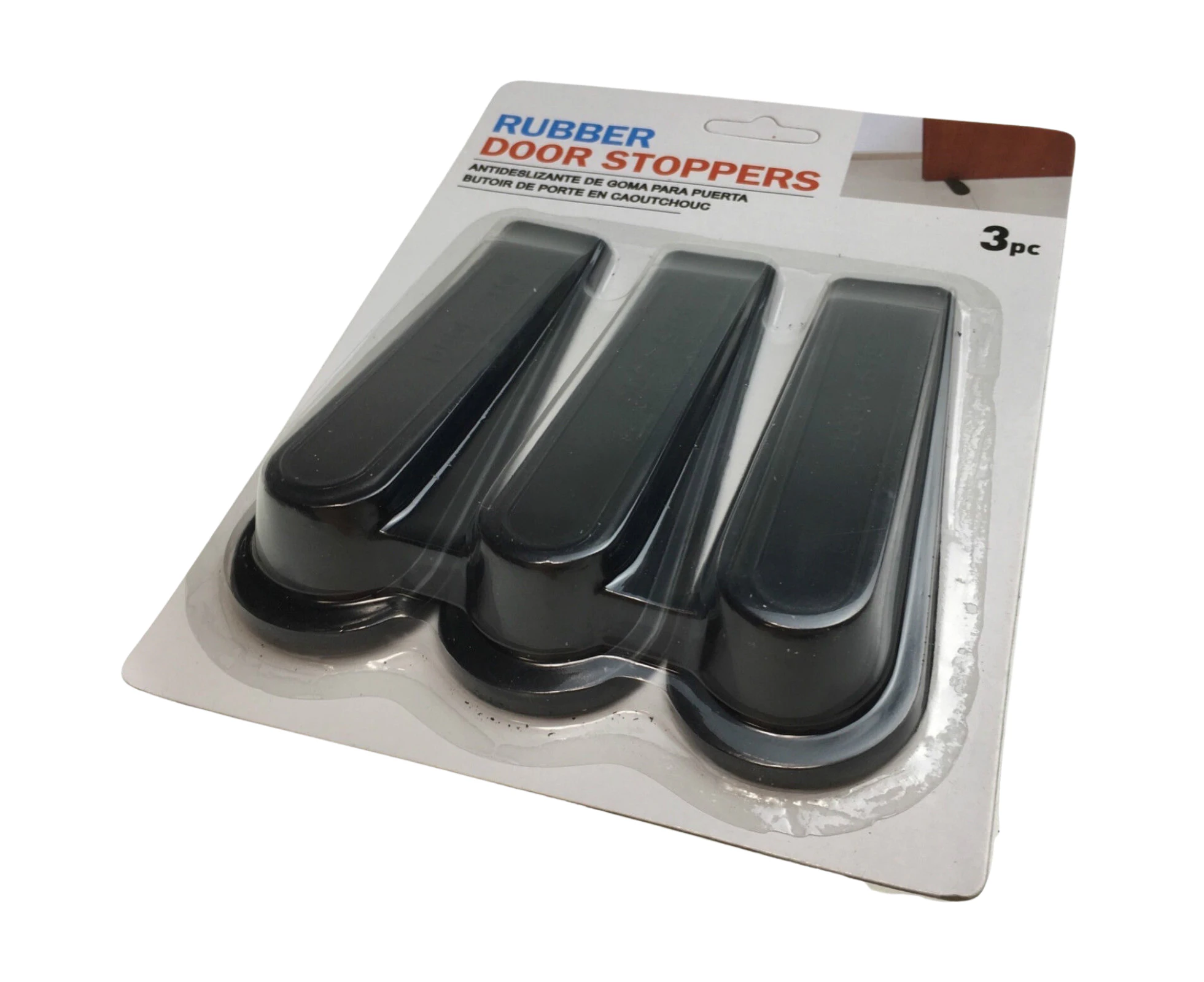 6pcs DOOR STOPPER Set Kit Safety Guard Holder Doorstop Wedge Jammer Home - Black