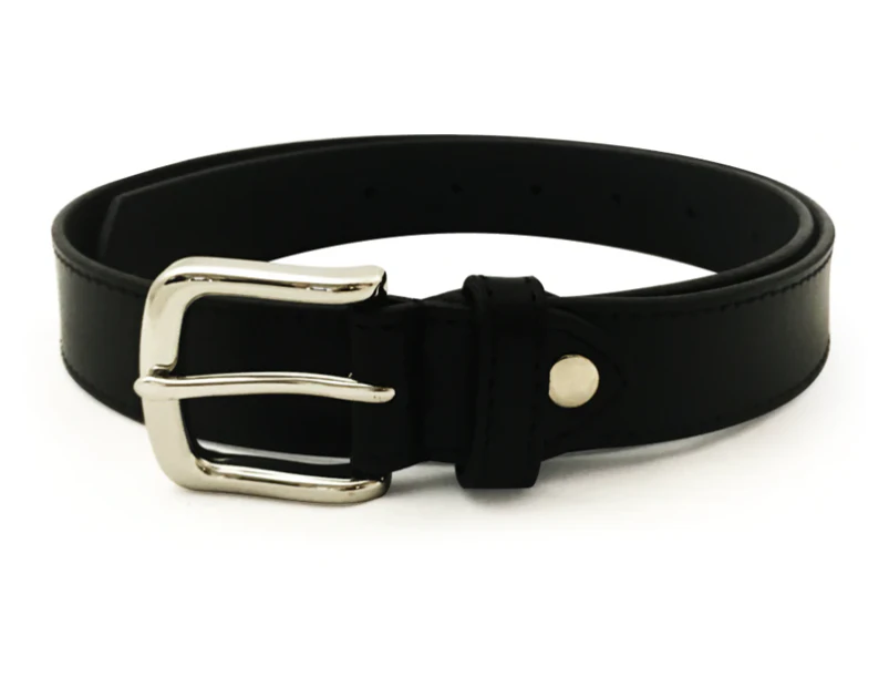 Mens Genuine Full Top Grain Leather Belt w/ Buckle - Black