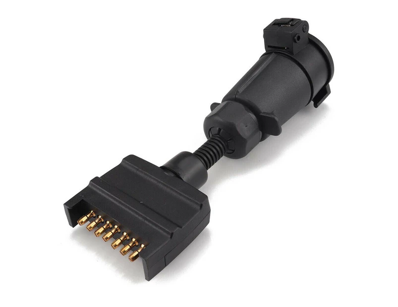 Car Trailer Adaptor 7 Pin Flat Male plug to 7 Pin Large round Female socket