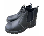 Steel Toe Cap Chelsea Boots Safety Elastic Sided Shoes Work Workwear - Black