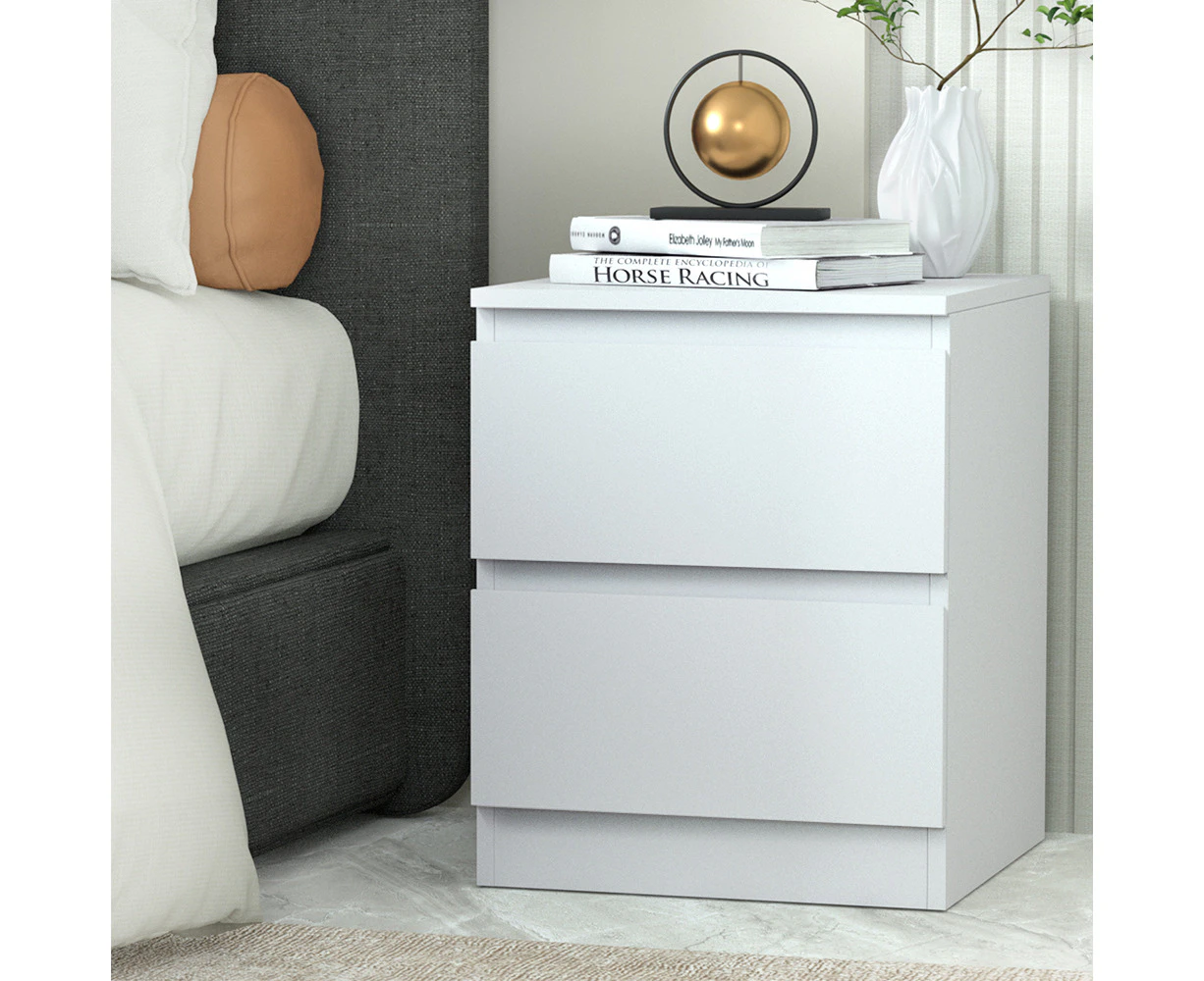 Artiss Bedside Table 2 Drawers - PEPE White