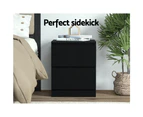 Artiss Bedside Table 2 Drawers - PEPE Black