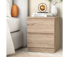 Artiss Bedside Table 2 Drawers - PEPE Oak